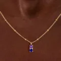Gold birthstone necklace with purple and blue round stone pendant for women elegant jewelry - Purple And Blue Rhinestone Necklace (款式37)