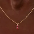 Elegant double stone birthstone necklace for women, minimalist gold chain pendant jewelry. - Double Red Rhinestone Necklace (Style 44)