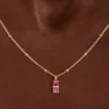 Minimalist gold double-stone birthstone necklace variant for women, elegant daily wear accessory. - Double Pink Rhinestone Necklace (Style 49)