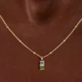 Gold dual-stone birthstone necklace, elegant minimalist clavicle chain for women jewelry. - Light Blue and Green Rhinestone Necklace (Style 55)