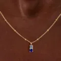 Stylish gold-tone dual stone birthstone necklace for women, elegant minimalist chain. - Gold Chain Two-Tone Rhinestone Necklace (Style 58)