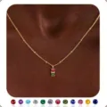 Minimalist birthstone necklace gold chain elegant clavicle chain with multiple color options - Two-Tone Rhinestone Necklace (Style 65)