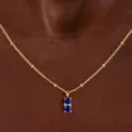 Minimalist double blue stone gold clavicle necklace, elegant fashion jewelry for women daily wear. - Double Blue Rhinestone Necklace (Style 69)