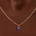Elegant double stone birthstone necklace for women, stylish gold-tone clavicle chain jewelry. - Double Blue Rhinestone Necklace (Style 62)
