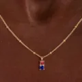 Exquisite minimalist birthstone necklace with red and blue stones on a delicate gold chain. - Red And Blue Rhinestone Necklace (Style 75)