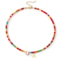 Girocollo di perline colorate con ciondolo palla da tennis e lettera A per le donne. - Stile 4-Lettera A / Colorato