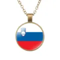 Collana con ciondolo bandiera Slovenia vintage in lega catena rotonda gioielli uomo - Stile Bandiera Nazionale Slovenia (样式137)