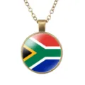 Collana in lega con ciondolo cabochon in vetro con bandiera del Sudafrica retrò. - Stile Bandiera Nazionale Sudafrica (样式139)