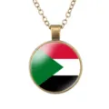 Retro bronzen legering glazen koepel hangt halsketting met vlag van Soedan voor heren. - Soedan Nationale Vlag Stijl (样式143)