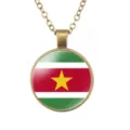 Suriname vlag hanger ketting vintage brons legering ronde glas sieraden cadeau - Suriname Nationale Vlag Stijl (样式144)