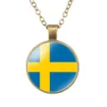 Zweden vlag glazen koepel hanger ketting vintage legering ketting mode sieraden dagelijks accessoire - Zweden Nationale Vlag Stijl (样式145)
