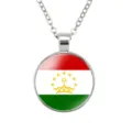 Tadzjikistan vlag glas cabochon hanger ketting mannen retro metaal sleutelbeen ketting - Tadzjikistan Nationale Vlag Stijl (样式146)