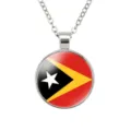 Oost-Timor nationale vlag glazen hanger ketting zilver kleur legering mode sieraden item - Oost-Timor Nationale Vlag Stijl (样式149)