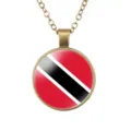 Vintage Trinidad en Tobago vlag hanger ketting, bronzen legering ketting mode sieraden. - Trinidad en Tobago Nationale Vlag Stijl (样式151)