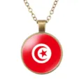 Tunesië vlag glas hanger ketting retro bronskleurige legering mode sieraden accessoire - Tunesië Nationale Vlag Stijl (样式152)