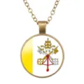 Vintage bronskleurige legering hanger ketting met het Vaticaanstad wapenschild ontwerp. - Vaticaanstad Embleem Stijl (样式158)