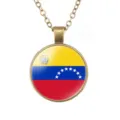 Venezuela vlag glazen koepel hangketting, vintage bronskleurige legering ketting voor heren - Venezuela Vlag Stijl (样式159)