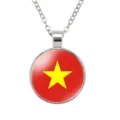 Vietnam vlag hangketting zilverkleurige ketting stijlvol sieradenitem voor dagelijks gebruik - Vietnam Vlag Stijl (样式160)