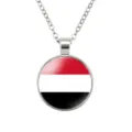 Jemen vlag ketting met ronde glas cabochon hanger zilveren ketting sieraden cadeau - Jemen Vlag Stijl (样式161)