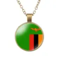 Vintage Zambia vlag glazen koepel hanger ketting, retro bronzen legering sieraden. - Zambia Vlag Stijl (样式162)