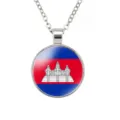Cambodja vlag hanger ketting zilverkleurige legering ketting heren vintage sieraden - Cambodja Vlag Stijl (样式165)