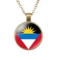 Vintage bronslegering ketting met ronde glazen hanger met nationale vlag ontwerpen. - Antigua en Barbuda Nationale Vlag Stijl (样式6)