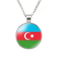 Azerbeidzjan vlag glazen hangketting legering retro metaal sleutelbeen ketting cadeau item - Azerbeidzjan Nationale Vlag Stijl (样式10)