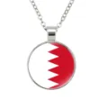 Zilverkleurige Bahrein vlag hanger ketting, stijlvolle metalen ketting sieraden voor heren. - Bahrein Nationale Vlag Stijl (样式12)