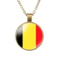 Vintage België vlag glazen koepel hanger ketting, trendy legering sieraden accessoire. - België Nationale Vlag Stijl (样式16)