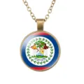 Vintage bronzen ronde hanger ketting met Belize vlag ontwerp voor heren en dames. - Belize Nationale Vlag Stijl (样式17)