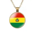 Vintage bronskleurige metalen ronde hangerketting met een nationaal vlagontwerp. - Bolivia Nationale Vlag Stijl (样式19)