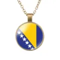 Bosnië en Herzegovina vlag glazen koepel hanger retro metaal legering heren ketting - Bosnië en Herzegovina Nationale Vlag Stijl (样式20)
