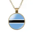 Botswana vlag glas hanger ketting retro bronslegering ketting heren mode sieraden cadeau - Botswana Nationale Vlag Stijl (样式21)