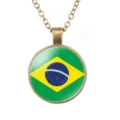 Vintage bronslegering ketting met ronde glazen koepelhangende Braziliaanse vlag hanger. - Brazilië Vlag Stijl (样式22)