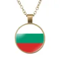 Retro legering ketting met ronde Bulgarije vlag hanger ontwerp voor mannen en dagelijks. - Bulgarije Vlag Stijl (样式25)
