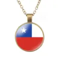 Vintage Chili vlag glazen cabochon ronde hanger halsketting voor heren hiphop legering - Chili Nationale Vlag Stijl (样式32)