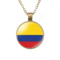 Vintage Colombia vlag glas hanger ketting, stijlvolle retro legering sieraden man. - Colombiaanse Nationale Vlag Stijl (样式33)