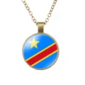 Vintage legering ronde hanger ketting met vlag ontwerp retro sieraden accessoire stijl. - Nationale Vlag Patroon Stijl (样式35)