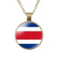Vintage Costa Rica vlag glazen hanger ketting retro legering sieraden voor heren - Costa Ricaanse Nationale Vlag Stijl (样式36)