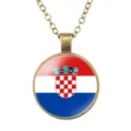 Vintage Kroatië vlag glazen koepel hanger ketting antieke brons legering sieraden. - Kroatische Nationale Vlag Stijl (样式37)