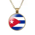 Vintage Cuba vlag ronde hangketting voor heren, retro metaal legering sleutelbeen ketting. - Cubaanse Nationale Vlag Stijl (样式38)