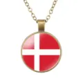 Retro Denemarken vlag glazen hanger ketting voor heren, vintage legering sleutelbeen ketting. - Deense Nationale Vlag Stijl (样式41)