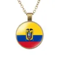 Vintage Ecuador vlag glas koepel hanger ketting retro legering ketting mode sieraden - Ecuador Nationale Vlag Stijl (样式44)