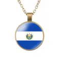 Vintage El Salvador vlag glas hanger ketting, bronskleurige metaal legering heren sieraad. - El Salvador Nationale Vlag Stijl (样式46)