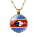 Vintage Eswatini vlag glas hanger ketting, bronskleurige legering ketting, mode sieraden - Eswatini Nationale Vlag Stijl (样式49)