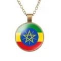 Vintage Ethiopië vlag glas cabochon hanger ketting legering ketting sieraden. - Ethiopië Nationale Vlag Stijl (样式50)