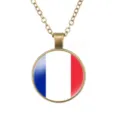 Vintage brons Franse vlag hanger ketting, stijlvolle legering ketting voor dagelijks gebruik. - Frankrijk Nationale Vlag Stijl (样式53)