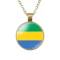 Gabonese vlag glazen hanger ketting retro bronzen ketting mode souvenir cadeau - Gabon Nationale Vlag Stijl (样式54)