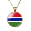 Gambia vlag ketting vintage brons glas koepel hanger legering ketting mode sieraden - Gambia Nationale Vlag Stijl (样式55)