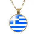 Vintage Griekse vlag glazen koepel hanger ketting, retro bronskleurige legering ketting. - Griekenland Nationale Vlag Stijl (样式59)